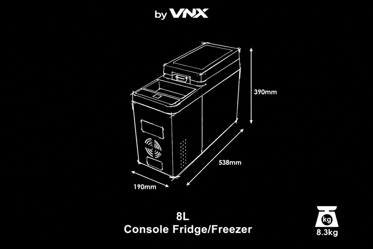 8L CENTRE CONSOLE FRIDGE/FREEZER